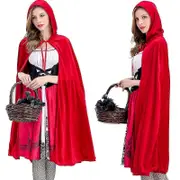 halloweenLittle Red Riding Cosplay Costume Set Women Hooded Cape Cloak Halloween Xmas Carnival Party Fancy Dress Up Performance Outfit Birthday Gift L