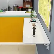 Foldable White Computer Desk Wall Mounted Table for Small Spaces Home Office Workstation Space Saving Kitchen Breakfast Bar 60cm 70cm 80cm 90cm 100cm 120cm