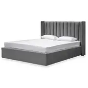 Hillsdale King Bed Frame - Wide Base in Charcoal Velvet