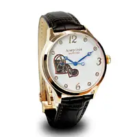 在飛比找PChome24h購物優惠-Arseprince 心心相印鏤空時尚機械腕錶-棕色