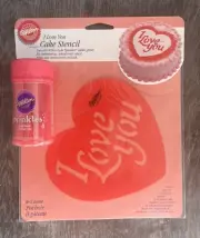 VTG 1998 Wilton Cake Stencil I Love You Heart Valentines Day & Sprinkles