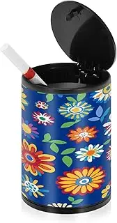 Ashtrays For Cigarettes Colorful Flowers Blue Outdoor Cigarette Butt Container Automotive Ash Tray Car Cup Holder Patio Kitchen Home