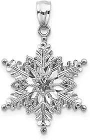 [Diamond2Deal] Women's 14k White Gold Polished 2 Level Snowflake Pendant