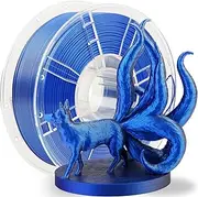 Silk PLA 3D Printer Filament, Dual Colour Silk Blue, Silver Rainbow Filament, Rainbow PLA 3D Printer Filament, Clean Wound Dimensional Accuracy +/-0.03mm, 1KG/Spool