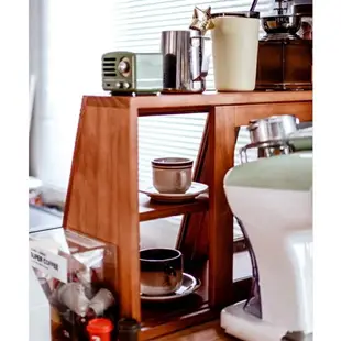 RUVAN居家生活日式純實木廚房小碗櫃餐邊櫃餐桌收納櫃玻璃門移動門櫃子雙面使用