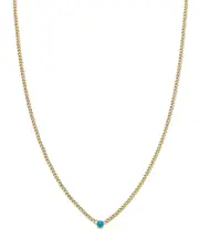 Zoe Chicco 14K Yellow Gold Turquoise Pendant Necklace, 14-16