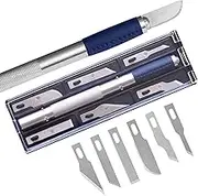 WA Portman Hobby Knife Set - 1pc High-Grade Precision Knife with 6 Assorted Carbon Steel Hobby Blades - 7pc Craft Knives Set for Crafting, Modeling and Carving
