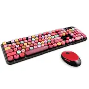 2.4G Wireless Keyboard Mouse Waterproof Color Lipstick Mechanical Office Suit For Girls Keyboard & Mouse Bundles