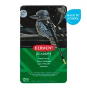 DERWENT ACADEMY METALLIC COLOURED PENCILS TIN 12 SET