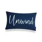 Porch Patio Indoor Outdoor Lumbar Pillow Cover ONLY Navy Blue Unwind 12"x20"