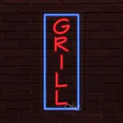 NEW "GRILL" w/BORDER VERTICAL 30x12 INCH LED FLEX WINDOW/WALL INDOOR SIGN 31565