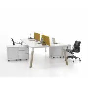 GEN X Wood Fixed Height 4 Person Back to Back Workstation