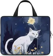 Laptop Case Sleeve Shockproof Computer Carrying Bag White Cat Laptop Bag Tote Lightweight Notebook Case Cover Traveling Briefcase Handle Bags for Travel Business 17inch