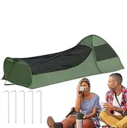 Foldable Pop-Up Single Bed, Bed Canopy Sleeping Bag Net Tent Double Zipper, Portable Shelter with Large Space, Ideal Camping Gear for Travel and Outdoor Trips