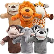 JOYIN Animal Friends Deluxe Kids Hand Puppets with Working Mouth (Pack of 6) for Imaginative Play, Toddler Animal Plush Toy, Birthday Gifts