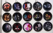 15 Five Nights at Freddy's Black Flat Bottle Cap Necklaces Set 1