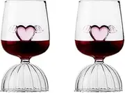 12oz Crystal Red Wine Glasses set of 2 Romantic Heart Shaped Wine Glasses Creative Cocktail Drinking Glasses Unique Wine Goblet Clear Glass Cups for Wedding Valentine Party(350ml)
