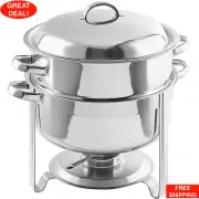 14 Qt. Round Full Size Stainless Steel Chrome Soup Chafer Catering Chafing Dish