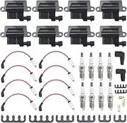 12570553 Ignition Coil & Spark Plug & Spark Plug Wire Kit Replacement for Chevy Express Replacement for Hummer H2 Replacement for GMC Envoy Replacement for Mercruiser
