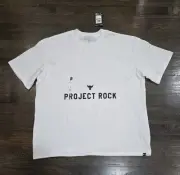 New Under Armour Project Rock Loose White T-Shirt Men's Size L 1386892-100