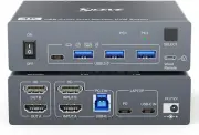 Dual Monitor KVM Switch Docking Station for Laptop & Desktop 4K@60Hz, USB C and