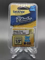 Brother M231 P-touch Label Tape 1/2" Black on White 31 Count