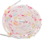 [PACKOVE] Rainbow Dot Colorful Shoelaces with Pompoms Flat Laces for Everyday Wear Parties Long Unique Design for Sneakers and Casual Outfits