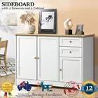 Sideboard Buffet Storage Cabinet Cupboard Hallway Kitchen Drawers Table White AU