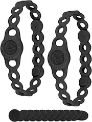 BONE Fragrance Chain Aromatherapy Diffuser Elastic Silicone Bracelet Wristbands for Woman Men, Couples, Gifting (2 Pack-Black)