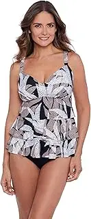 [Shapesolver] Women's Triple Tier Tankini Top, Dot Leaf Me, 18