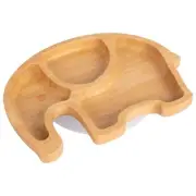 Children's Bamboo Suction Elephant Plate Segmented Design White