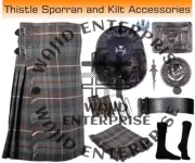 Scottish Handmade Mackenzie weathered Tartan 8 yard Kilt & Accessories for Men's