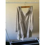 Square Neck Polka Dot Smock Dress Cut Out Back 14