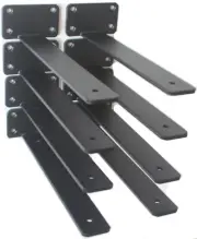 8 Pack - 10 inch Black Hidden L Shelf Bracket (1/5 Inch Thicked) Iron Floatin...