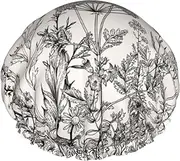 Floral Herbs Botanical Engraving Print Various Activities Shower Cap Reusable Soft And Lightweight Bath Hair Cap Long Hair