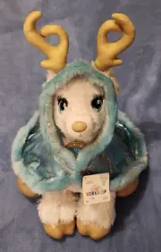 Build-A-Bear White Golden Glisten Reindeer Stuffed Plush w/ Blue Purple Cape