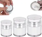 Cream Jar Vacuum Bottle - 2022 Best Airless Pump Bottles, Empty Makeup Travel Jars Push Down Pump Dispenser, Vacuum Refillable Cosmetic Containers with Lids 15ML, 30ML, 50ML