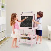 CostwayChildren's Double-sided Easel with Whiteboard &amp; Chalkboard-Pink