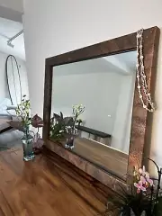 Large Copper Vanity Mirror, Bathroom Wall Decor, Handmade Home Decor, Unique
