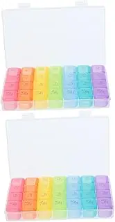 2pcs Travel Pill Organizer: Weekly Am Pill Organizer Portable Medicine Box Dispenser Case For Medicine Vitamin Fish Oil Supplements Assorted Color