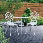 3PC Outdoor Setting Cast Aluminium Bistro Table Chair Patio White