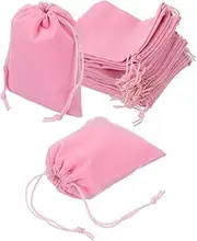 uxcell 20 Pcs Velvet Drawstring Bag, 4 x 4.7 Inch Jewelry Velvet Pouches Gift Bags for Wedding Party Favor Candy Jewelry Packaging Organizing Storage, Pink