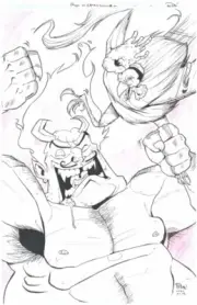 Chew Omnivore Hardcover Pinup art (Vol 4, 2014) Poyo vs Satan by Rob Guillory