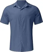 [Generic] Workout Clothe Set Casual Shirts for Men Button Down Shirt Short Sleeve Dress Shirts Loose Plain Tshirts Men Tee Shirts Short Sleeve