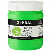 Global Colours Acrylic Paint Zero VOC 500mL Fluoro Green