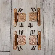 4PC Vintage Mckinney Forged Iron Semi-Concealed Hinges Cabinet Hardware -Copper