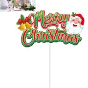 Merry Christmas Pull Flag Santa Claus Party Decoration Christmas Tree Cake Topper Christmas Party Decor Supplies-Large Cake Insert