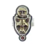 Tabra Bronze Moonface Jaguar Garnet Ring Adjustable Size 6-7