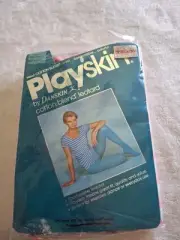 Vintage New 1980s Danskin playskin Short Sleeve leotard Sm Pink/coral Striped