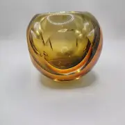 Murano Seguso Studio Art Vase Votive Candle Hand Blown Cased Glass